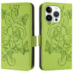 Étui de téléphone en cuir anti-vol RFID motif rose en relief, Pour iPhone 11 Pro Max, Pour iPhone 11, Pour iPhone 11 Pro, Pour iPhone XS / X, Pour iPhone XR, Pour iPhone XS Max, Pour iPhone 8 Plus / 7 Plus
