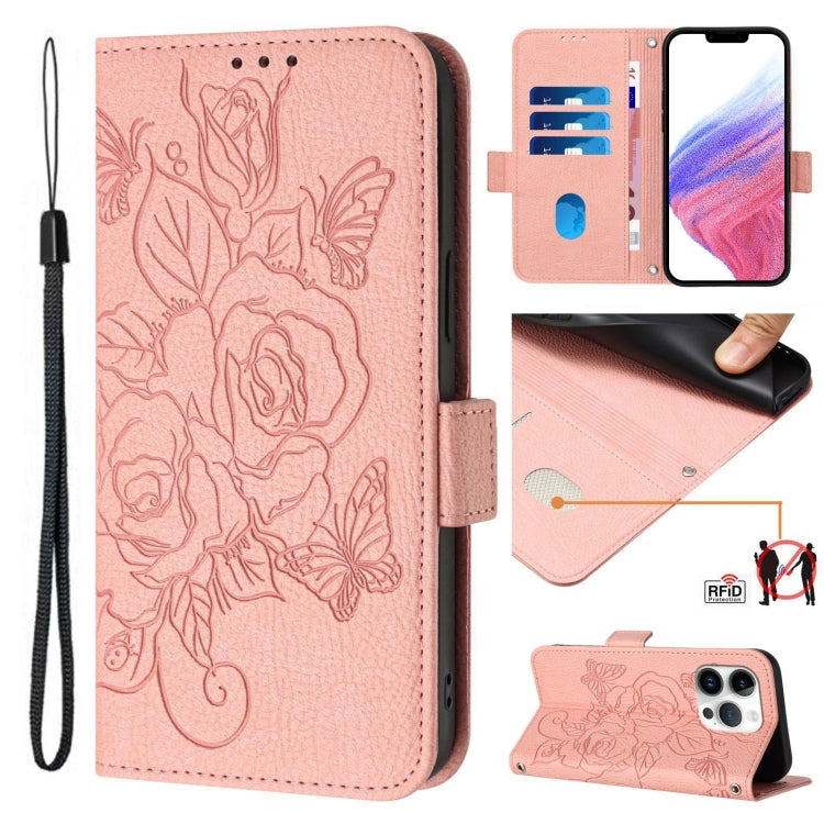 Étui en cuir gaufré rose anti-vol RFID, pour iPhone 17 Pro Max, pour iPhone 17 Pro, pour iPhone 17, pour iPhone Air, pour iPhone SE 2024, pour iPhone 16 Pro Max, pour iPhone 16 Pro, pour iPhone 16 Plus