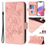 Étui de téléphone en cuir anti-vol RFID motif rose en relief, Pour iPhone 11 Pro Max, Pour iPhone 11, Pour iPhone 11 Pro, Pour iPhone XS / X, Pour iPhone XR, Pour iPhone XS Max, Pour iPhone 8 Plus / 7 Plus