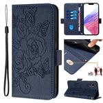Étui de téléphone en cuir anti-vol RFID motif rose en relief, Pour iPhone 11 Pro Max, Pour iPhone 11, Pour iPhone 11 Pro, Pour iPhone XS / X, Pour iPhone XR, Pour iPhone XS Max, Pour iPhone 8 Plus / 7 Plus