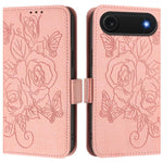 Étui en cuir gaufré rose anti-vol RFID, pour iPhone 17 Pro Max, pour iPhone 17 Pro, pour iPhone 17, pour iPhone Air, pour iPhone SE 2024, pour iPhone 16 Pro Max, pour iPhone 16 Pro, pour iPhone 16 Plus