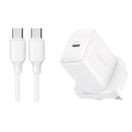 JOYROOM JR-TCF20 PD20W Type-C Port Charger Kit with Type-C to Type-C Cable, EU Plug + Type-C to Type-C Cable, UK Plug + Type-C to Type-C Cable
