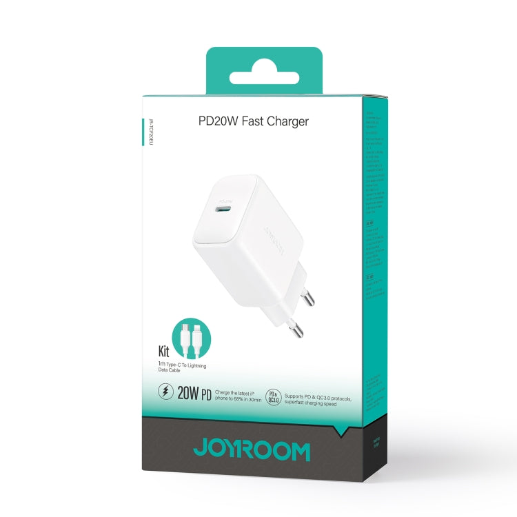 JOYROOM JR-TCF20 PD20W Type-C Port Charger Kit with Type-C to 8 Pin Cable, EU Plug +  Type-C to 8 Pin Cable