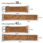 Bracelet de remplacement en cuir véritable à texture Crazy Horse queue ronde, pour Apple Watch 5 et 4 44 mm / 3 et 2 et 1 42 mm, pour Apple Watch Series 7 41 mm / 6 et SE et 5 et 4 40 mm / 3 et 2 et 1 38 mm
