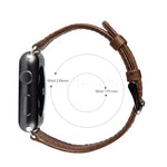 Bracelet de remplacement en cuir véritable à texture Crazy Horse queue ronde, pour Apple Watch 5 et 4 44 mm / 3 et 2 et 1 42 mm, pour Apple Watch Series 7 41 mm / 6 et SE et 5 et 4 40 mm / 3 et 2 et 1 38 mm