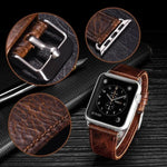 Bracelet de remplacement en cuir véritable à texture Crazy Horse queue ronde, pour Apple Watch 5 et 4 44 mm / 3 et 2 et 1 42 mm, pour Apple Watch Series 7 41 mm / 6 et SE et 5 et 4 40 mm / 3 et 2 et 1 38 mm