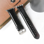 Bracelet de remplacement en cuir véritable à texture Crazy Horse queue ronde, pour Apple Watch 5 et 4 44 mm / 3 et 2 et 1 42 mm, pour Apple Watch Series 7 41 mm / 6 et SE et 5 et 4 40 mm / 3 et 2 et 1 38 mm