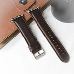 Bracelet de remplacement en cuir véritable à texture Crazy Horse queue ronde, pour Apple Watch 5 et 4 44 mm / 3 et 2 et 1 42 mm, pour Apple Watch Series 7 41 mm / 6 et SE et 5 et 4 40 mm / 3 et 2 et 1 38 mm