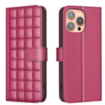 Étui de Téléphone en Cuir Texture Carrée, Pour iPhone 17e / 16e, Pour iPhone 17 Pro Max, Pour iPhone 16 Pro Max, Pour iPhone 16 Pro, Pour iPhone 16 Plus, Pour iPhone 16, Pour iPhone 15 Pro Max, Pour iPhone 15 Pro