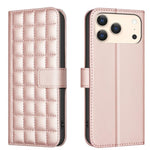 Étui de Téléphone en Cuir Texture Carrée, Pour iPhone 17e / 16e, Pour iPhone 17 Pro Max, Pour iPhone 16 Pro Max, Pour iPhone 16 Pro, Pour iPhone 16 Plus, Pour iPhone 16, Pour iPhone 15 Pro Max, Pour iPhone 15 Pro