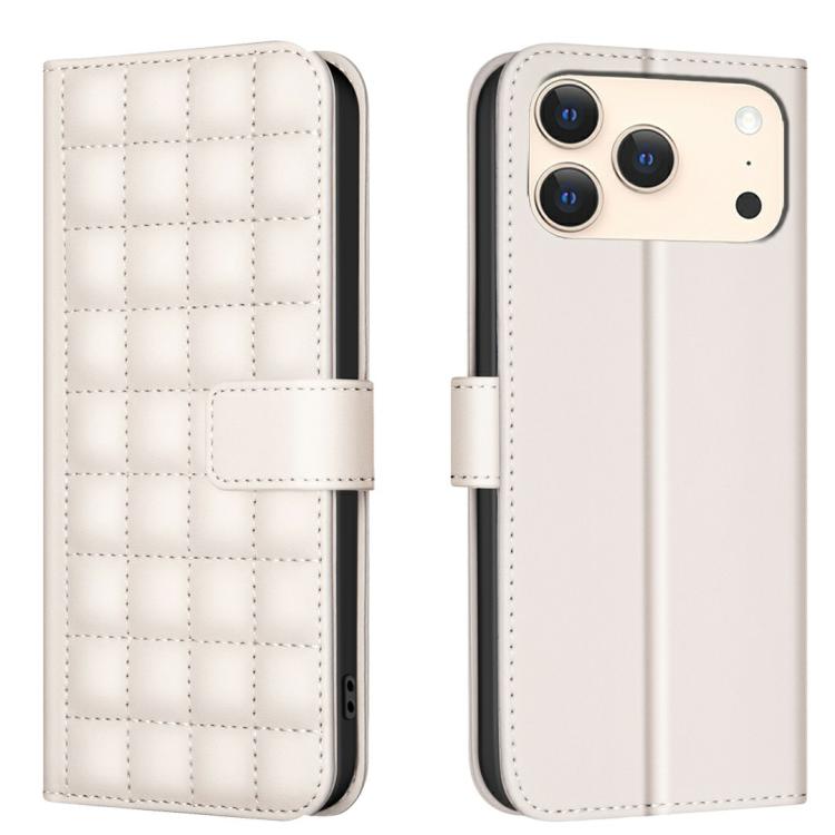 Étui de Téléphone en Cuir Texture Carrée, Pour iPhone 17e / 16e, Pour iPhone 17 Pro Max, Pour iPhone 16 Pro Max, Pour iPhone 16 Pro, Pour iPhone 16 Plus, Pour iPhone 16, Pour iPhone 15 Pro Max, Pour iPhone 15 Pro