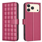 Étui de Téléphone en Cuir Texture Carrée, Pour iPhone 17e / 16e, Pour iPhone 17 Pro Max, Pour iPhone 16 Pro Max, Pour iPhone 16 Pro, Pour iPhone 16 Plus, Pour iPhone 16, Pour iPhone 15 Pro Max, Pour iPhone 15 Pro