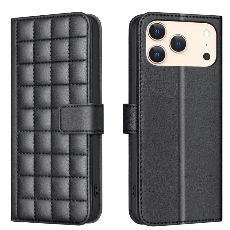 Étui de Téléphone en Cuir Texture Carrée, Pour iPhone 17e / 16e, Pour iPhone 17 Pro Max, Pour iPhone 16 Pro Max, Pour iPhone 16 Pro, Pour iPhone 16 Plus, Pour iPhone 16, Pour iPhone 15 Pro Max, Pour iPhone 15 Pro