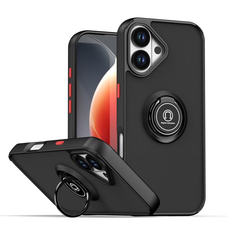 Coque de téléphone Q Shadow 1 Series en TPU + PC avec anneau, Pour iPhone 17e / 16e, Pour iPhone 17 Pro Max, Pour iPhone 17 Pro, Pour iPhone 17, Pour iPhone Air, Pour iPhone 16 Pro Max