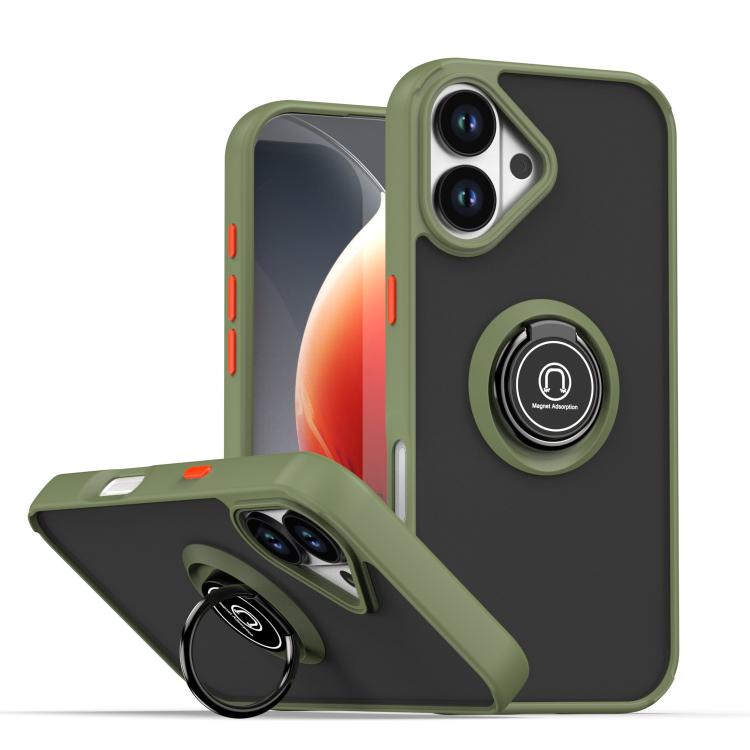 Coque de téléphone Q Shadow 1 Series en TPU + PC avec anneau, Pour iPhone 17e / 16e, Pour iPhone 17 Pro Max, Pour iPhone 17 Pro, Pour iPhone 17, Pour iPhone Air, Pour iPhone 16 Pro Max