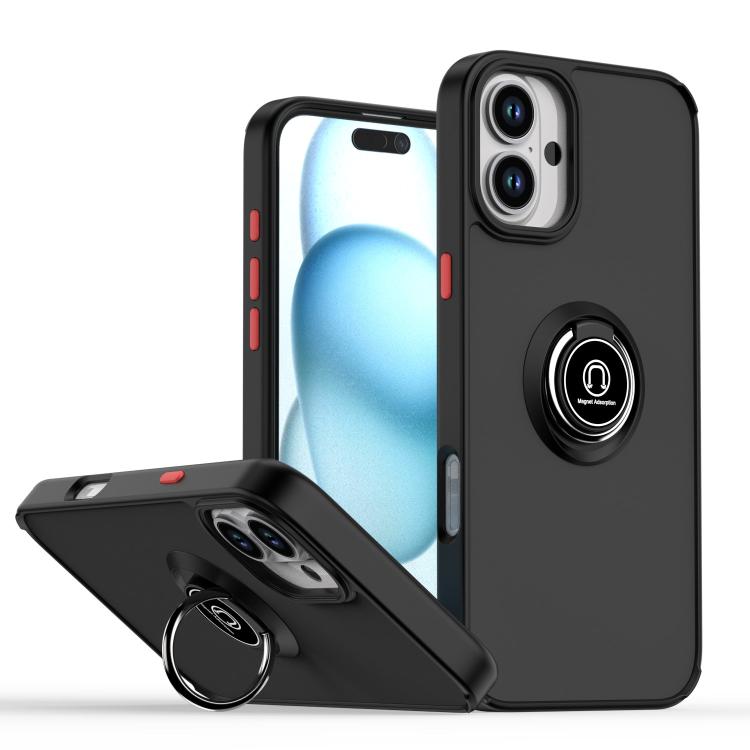 Coque de téléphone Q Shadow série 1 en TPU + PC avec anneau, pour iPhone 16 Pro, pour iPhone 16 Plus, pour iPhone 15 Pro Max, pour iPhone 15 Pro, pour iPhone 15 Plus, pour iPhone 15