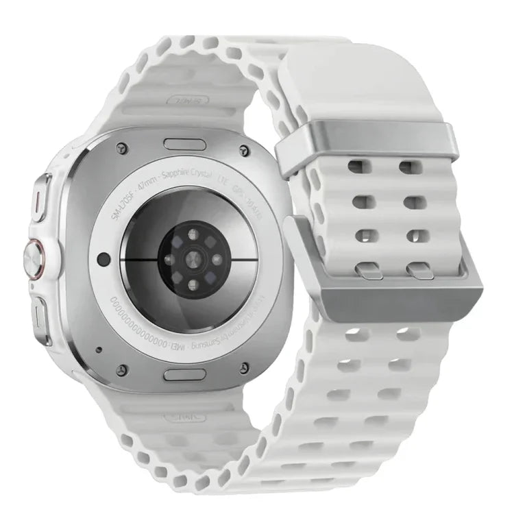Bracelet de montre en silicone à double boucle argentée Ocean, pour Samsung Galaxy Watch Ultra 47 mm / Ultra 2025