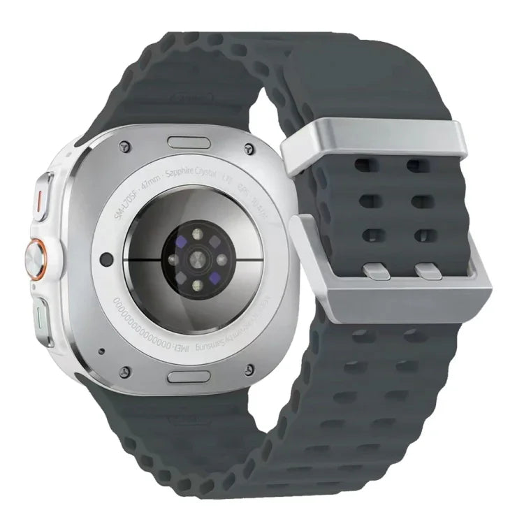 Ocean Dual Silver Buckle Silicone Watch Band, For Samsung Galaxy Watch Ultra 47mm / Ultra 2025