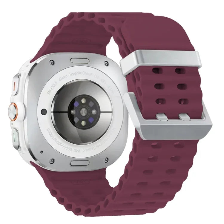 Ocean Dual Silver Buckle Silicone Watch Band, For Samsung Galaxy Watch Ultra 47mm / Ultra 2025