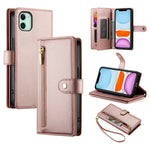 Étui de téléphone en cuir avec fermeture éclair et neuf fentes pour cartes, pour iPhone 11 Pro Max, pour iPhone 11, pour iPhone 11 Pro