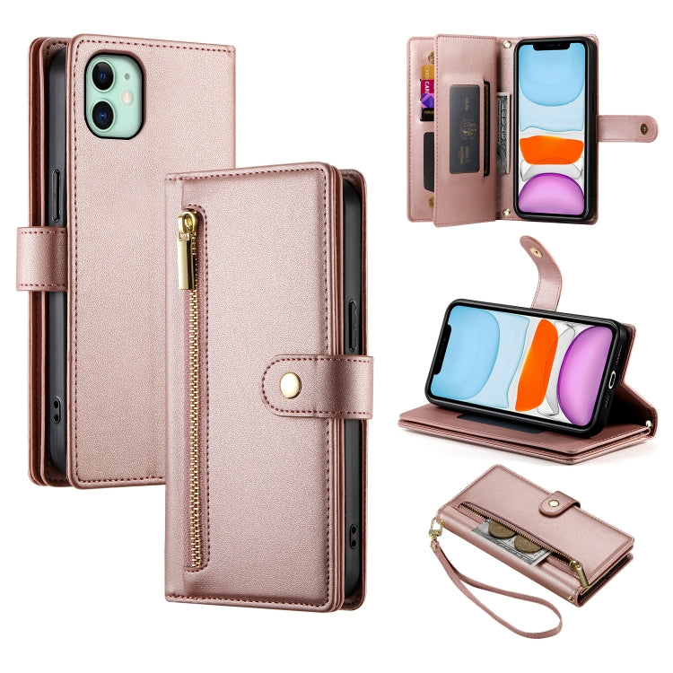 Étui de téléphone en cuir avec fermeture éclair et neuf fentes pour cartes, pour iPhone 11 Pro Max, pour iPhone 11, pour iPhone 11 Pro