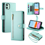 Étui de téléphone en cuir avec fermeture éclair et neuf fentes pour cartes, pour iPhone 11 Pro Max, pour iPhone 11, pour iPhone 11 Pro