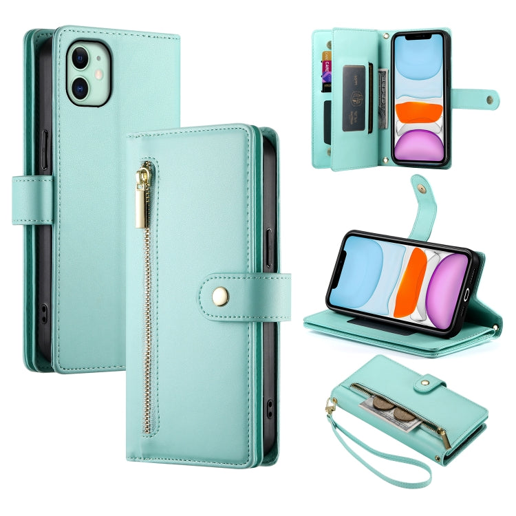 Étui de téléphone en cuir avec fermeture éclair et neuf fentes pour cartes, pour iPhone 11 Pro Max, pour iPhone 11, pour iPhone 11 Pro