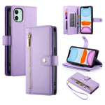 Étui de téléphone en cuir avec fermeture éclair et neuf fentes pour cartes, pour iPhone 11 Pro Max, pour iPhone 11, pour iPhone 11 Pro