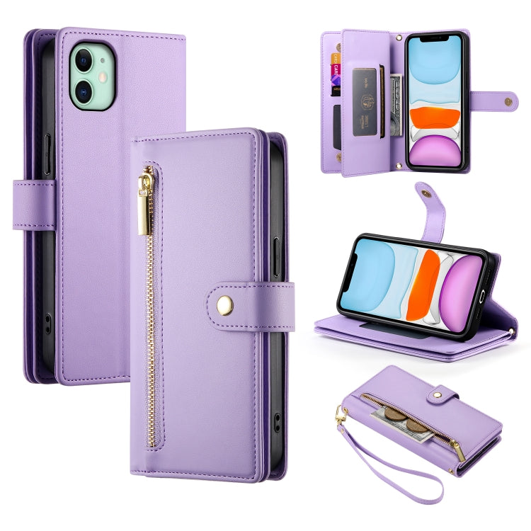 Étui de téléphone en cuir avec fermeture éclair et neuf fentes pour cartes, pour iPhone 11 Pro Max, pour iPhone 11, pour iPhone 11 Pro