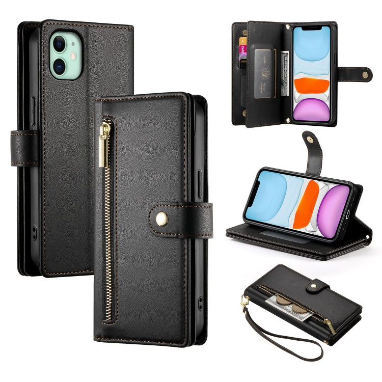 Étui de téléphone en cuir avec fermeture éclair et neuf fentes pour cartes, pour iPhone 11 Pro Max, pour iPhone 11, pour iPhone 11 Pro
