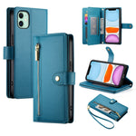 Étui de téléphone en cuir avec fermeture éclair et neuf fentes pour cartes, pour iPhone 11 Pro Max, pour iPhone 11, pour iPhone 11 Pro