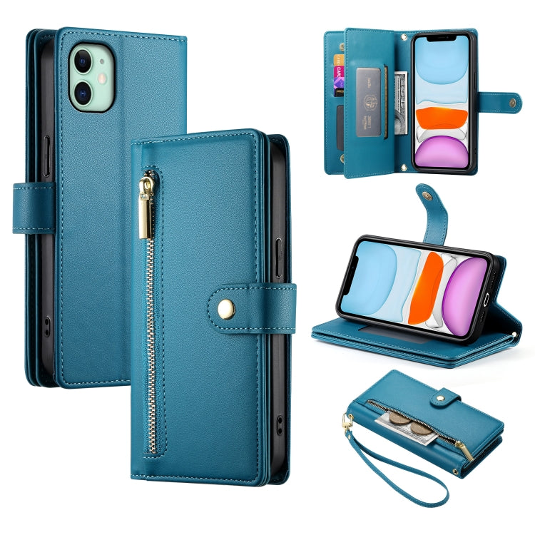 Étui de téléphone en cuir avec fermeture éclair et neuf fentes pour cartes, pour iPhone 11 Pro Max, pour iPhone 11, pour iPhone 11 Pro