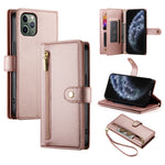 Étui de téléphone en cuir avec fermeture éclair et neuf fentes pour cartes, pour iPhone 11 Pro Max, pour iPhone 11, pour iPhone 11 Pro