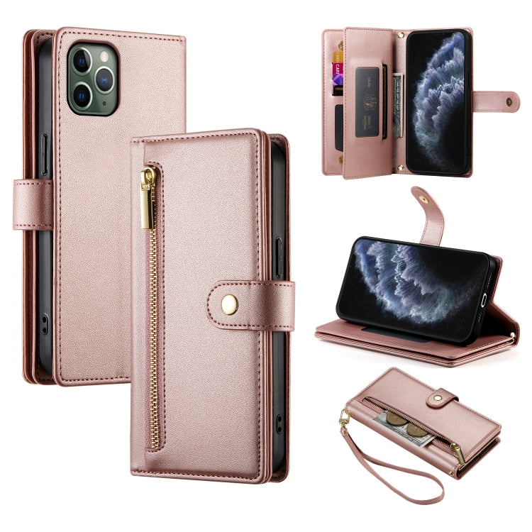 Étui de téléphone en cuir avec fermeture éclair et neuf fentes pour cartes, pour iPhone 11 Pro Max, pour iPhone 11, pour iPhone 11 Pro