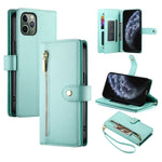 Étui de téléphone en cuir avec fermeture éclair et neuf fentes pour cartes, pour iPhone 11 Pro Max, pour iPhone 11, pour iPhone 11 Pro