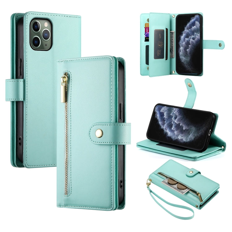 Étui de téléphone en cuir avec fermeture éclair et neuf fentes pour cartes, pour iPhone 11 Pro Max, pour iPhone 11, pour iPhone 11 Pro