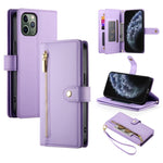 Étui de téléphone en cuir avec fermeture éclair et neuf fentes pour cartes, pour iPhone 11 Pro Max, pour iPhone 11, pour iPhone 11 Pro