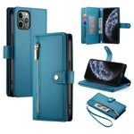 Étui de téléphone en cuir avec fermeture éclair et neuf fentes pour cartes, pour iPhone 11 Pro Max, pour iPhone 11, pour iPhone 11 Pro