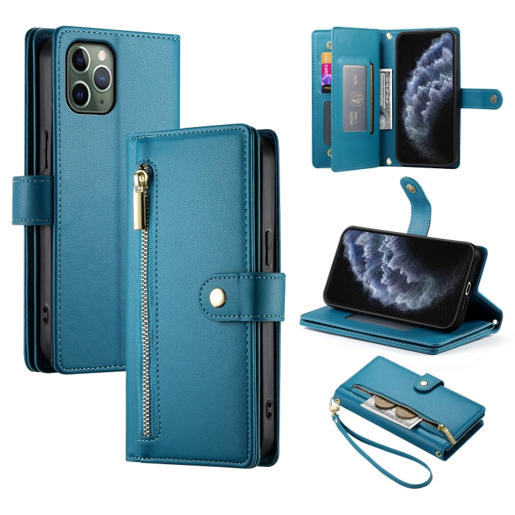 Étui de téléphone en cuir avec fermeture éclair et neuf fentes pour cartes, pour iPhone 11 Pro Max, pour iPhone 11, pour iPhone 11 Pro