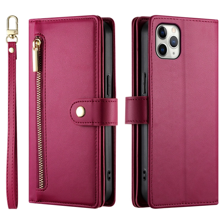 Étui de téléphone en cuir avec fermeture éclair et neuf fentes pour cartes, pour iPhone 11 Pro Max, pour iPhone 11, pour iPhone 11 Pro