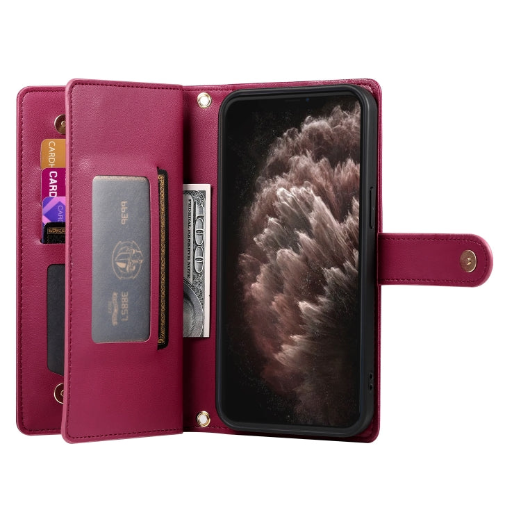 Étui de téléphone en cuir avec fermeture éclair et neuf fentes pour cartes, pour iPhone 11 Pro Max, pour iPhone 11, pour iPhone 11 Pro