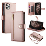 Étui de téléphone en cuir avec fermeture éclair et neuf fentes pour cartes, pour iPhone 11 Pro Max, pour iPhone 11, pour iPhone 11 Pro