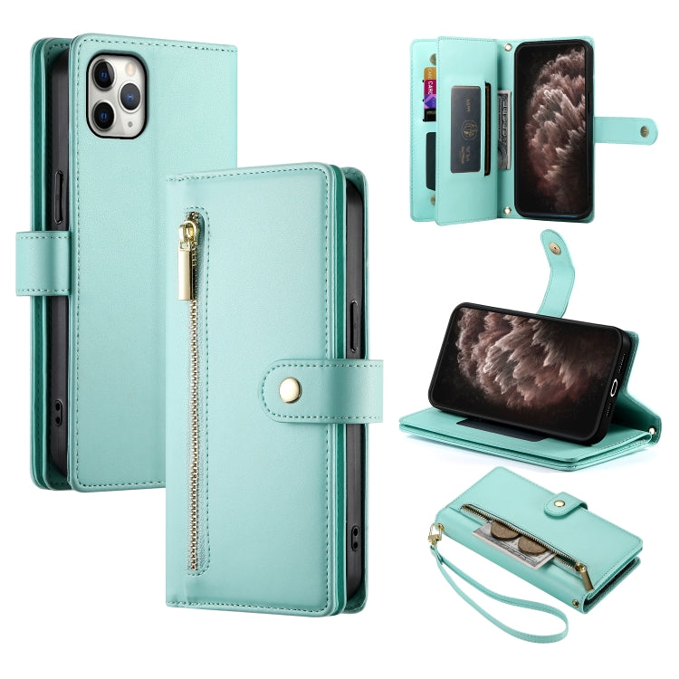 Étui de téléphone en cuir avec fermeture éclair et neuf fentes pour cartes, pour iPhone 11 Pro Max, pour iPhone 11, pour iPhone 11 Pro