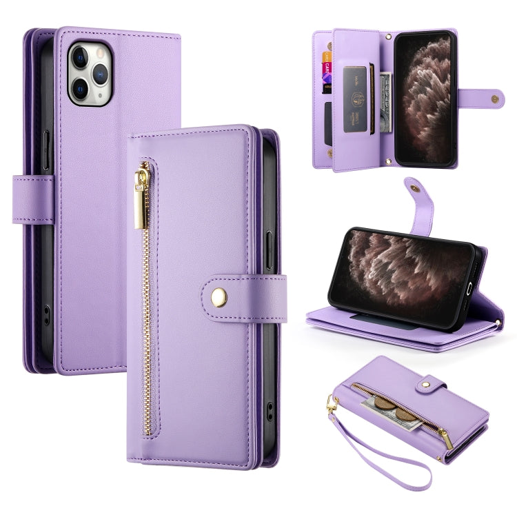 Étui de téléphone en cuir avec fermeture éclair et neuf fentes pour cartes, pour iPhone 11 Pro Max, pour iPhone 11, pour iPhone 11 Pro