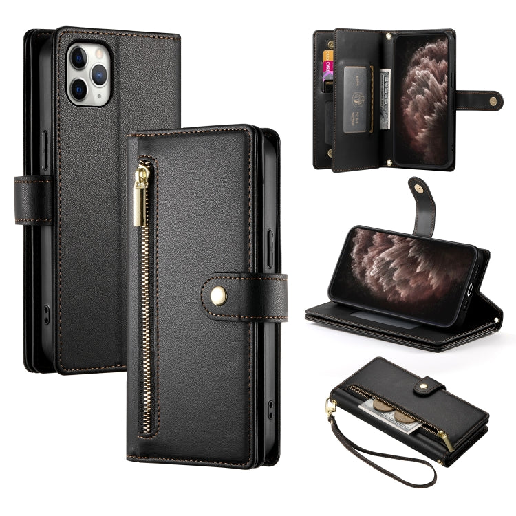 Étui de téléphone en cuir avec fermeture éclair et neuf fentes pour cartes, pour iPhone 11 Pro Max, pour iPhone 11, pour iPhone 11 Pro