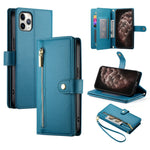 Étui de téléphone en cuir avec fermeture éclair et neuf fentes pour cartes, pour iPhone 11 Pro Max, pour iPhone 11, pour iPhone 11 Pro