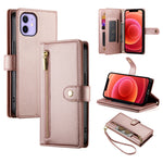 Étui de téléphone en cuir avec fermeture éclair et neuf fentes pour cartes, pour iPhone 14 Pro Max, pour iPhone 13 Pro Max, pour iPhone 13 Pro, pour iPhone 13, pour iPhone 13 mini, pour iPhone 12 / 12 Pro, pour iPhone 12 Pro Max, pour iPhone 12 mini