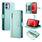 Étui de téléphone en cuir avec fermeture éclair et neuf fentes pour cartes, pour iPhone 14 Pro Max, pour iPhone 13 Pro Max, pour iPhone 13 Pro, pour iPhone 13, pour iPhone 13 mini, pour iPhone 12 / 12 Pro, pour iPhone 12 Pro Max, pour iPhone 12 mini