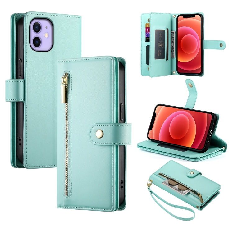 Étui de téléphone en cuir avec fermeture éclair et neuf fentes pour cartes, pour iPhone 14 Pro Max, pour iPhone 13 Pro Max, pour iPhone 13 Pro, pour iPhone 13, pour iPhone 13 mini, pour iPhone 12 / 12 Pro, pour iPhone 12 Pro Max, pour iPhone 12 mini