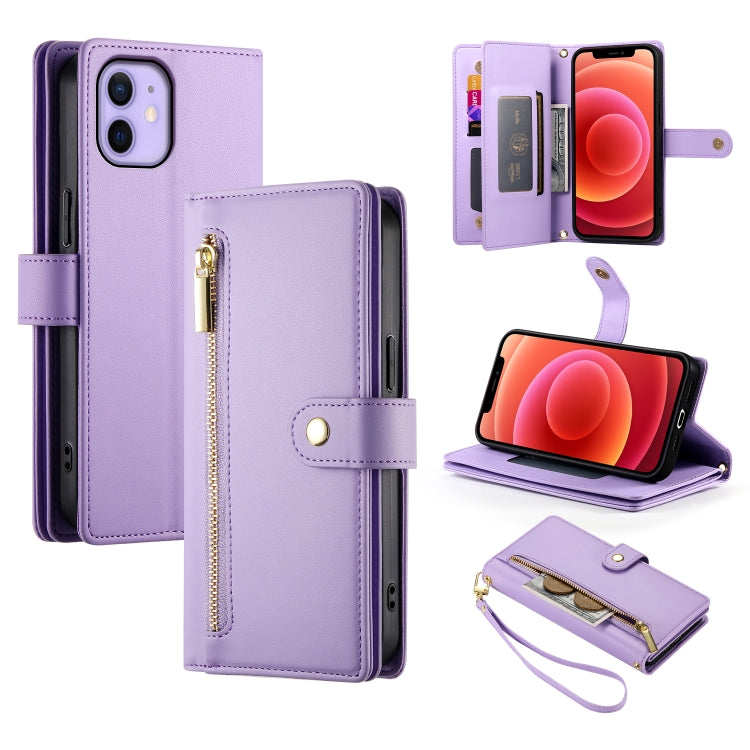 Étui de téléphone en cuir avec fermeture éclair et neuf fentes pour cartes, pour iPhone 14 Pro Max, pour iPhone 13 Pro Max, pour iPhone 13 Pro, pour iPhone 13, pour iPhone 13 mini, pour iPhone 12 / 12 Pro, pour iPhone 12 Pro Max, pour iPhone 12 mini